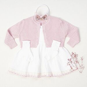 NEW Muslin Dress Baby Girls SET Natural Cotton Flower Girl Dress WHITE PINK